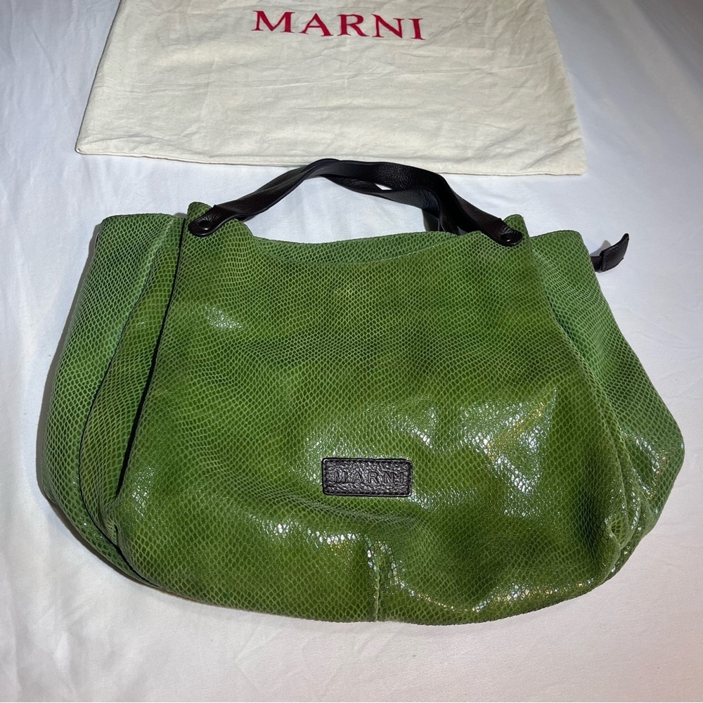 Marni Textured Green Shoulder Bag